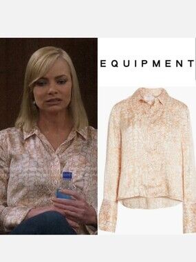 Equipment Crocodile Print Huntley Silk Blouse